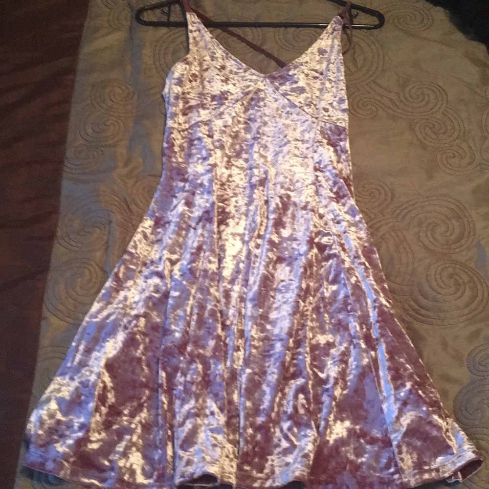 Pink crushed velvet dress